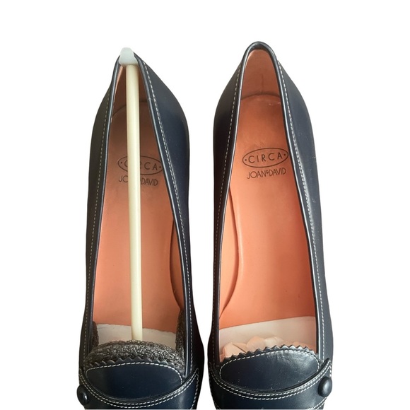 Circa Joan & David Navy Leather Kitten-Heel Loafers – Size 7.5M - Picture 2 of 8